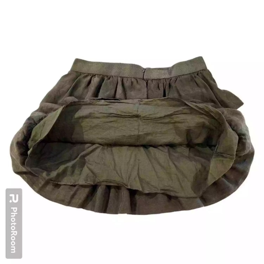 J Crew Olive Green 100% silk‎ tiered skirt, size 4 - Picture 4 of 8